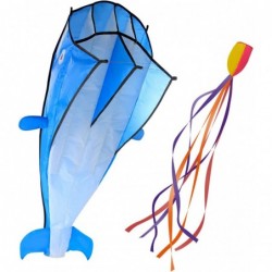 Large Dolphin Blue Kite Frameless Soft Parafoil Giant 3D Kite Breeze Beach Kites for Outdoor Beach $29.15 Kites & Wind Spinners