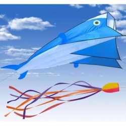 Large Dolphin Blue Kite Frameless Soft Parafoil Giant 3D Kite Breeze Beach Kites for Outdoor Beach $29.15 Kites & Wind Spinners