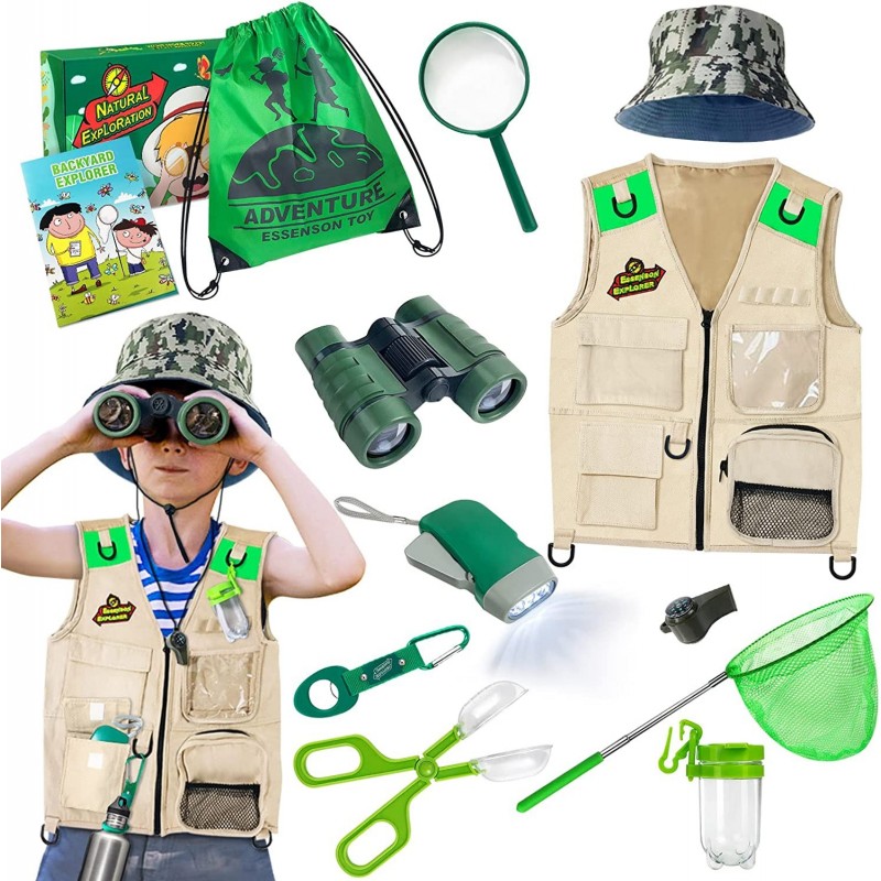 Outdoor Explorer Kit & Bug Catcher Kit with Vest Outdoor Toy Gift for 3 4 5 6 7 8+ Year Old Boys Girls Kids Binoculars Magnif...