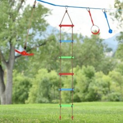 7.2 FT Rope Climbing Ladder Rope Swing Ladder Backyard Playground Obstacle Course Set Attachments for Warrior Slack Line Jung...