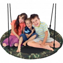 40’’ Flying Saucer Tree Swing Safe and Sturdy Swing for Children W/ Easy Assembly Adjustable Ropes Ideal for Park Backyard Pl...