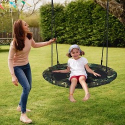 40’’ Flying Saucer Tree Swing Safe and Sturdy Swing for Children W/ Easy Assembly Adjustable Ropes Ideal for Park Backyard Pl...