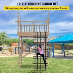 Climbing Cargo Net 12' x 4' Playground Climbing Net Polyester Material Rope Ladder Swingset Large Military Climbing Cargo Net...