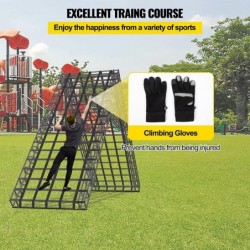 Climbing Cargo Net 12' x 4' Playground Climbing Net Polyester Material Rope Ladder Swingset Large Military Climbing Cargo Net...