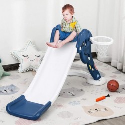 Kids Slide for Indoor and Outdoor Toddler Freestanding Slide Climber Toy for 18-48 Months Basketball Hoop Ball and Inflator B...