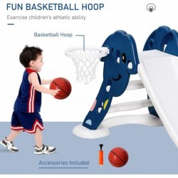 Kids Slide for Indoor and Outdoor Toddler Freestanding Slide Climber Toy for 18-48 Months Basketball Hoop Ball and Inflator B...