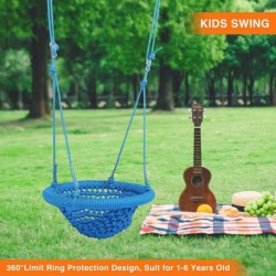 Toddler Swing Seat Secure Kids Tree Swing Chair for Outside Inside Playground Swingset Blue $52.61 Play Sets & Playground Equ...