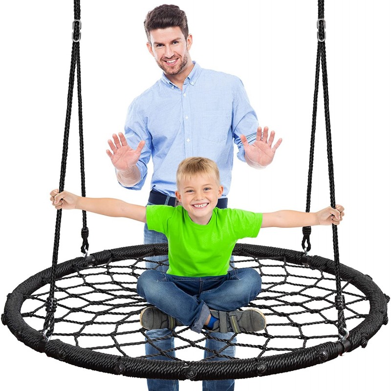 Spider Web Tree Swing 40” 600 lbs Kids Outdoor Backyard Tree Playhouse Playground Saucer Swing Set Accessories Platform Glide...