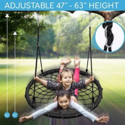 Spider Web Tree Swing 40” 600 lbs Kids Outdoor Backyard Tree Playhouse Playground Saucer Swing Set Accessories Platform Glide...