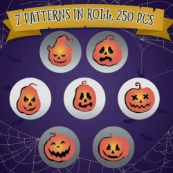 Halloween Round Stickers with 7 Different Pumpkin Faces for Gifts - Metallized Halloween Stickers for Kids and Adults - 250 P...