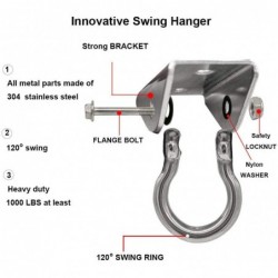 Swing Hangers Suspension Hook - Heavy Duty 1000LB Capacity Stainless Steel Hammock Chair Sandbag Gym Rope with Ceiling Wood a...