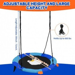 40 Inch Flying Saucer Swing with Tree Hanging Straps for Kids 600lb Round Indoor/Outdoor Swing Set with Foam Handle Circle Sw...