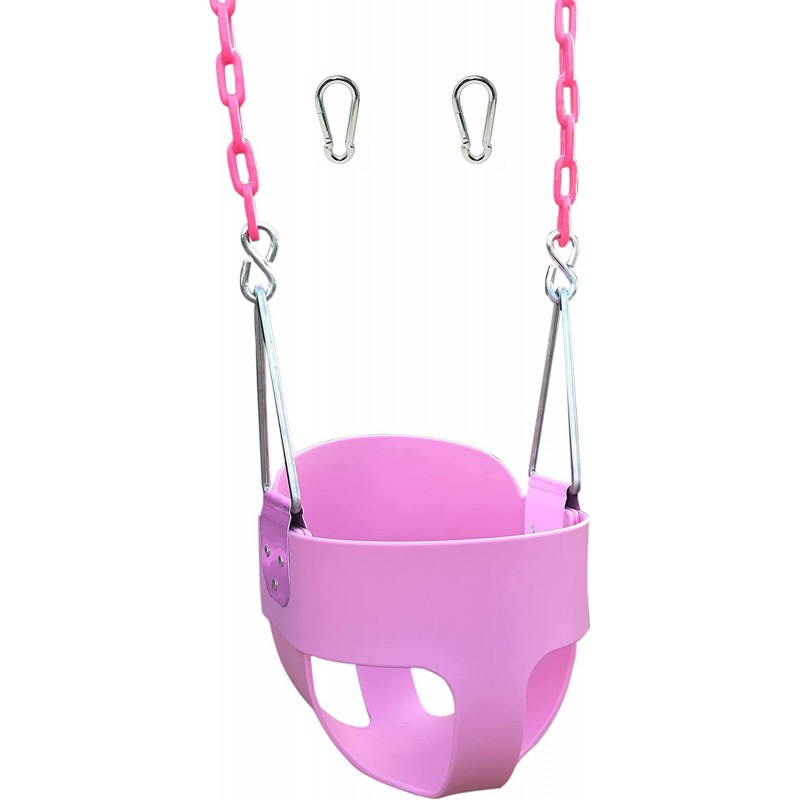 Original High Back Full Bucket Toddler Swing Seat with Plastic Coated Chains and Carabiners for Easy Install - Pink $86.75 Pl...