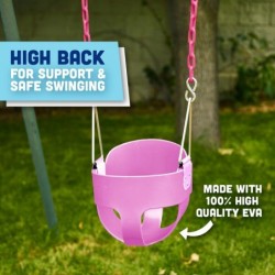 Original High Back Full Bucket Toddler Swing Seat with Plastic Coated Chains and Carabiners for Easy Install - Pink $86.75 Pl...