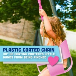 Original High Back Full Bucket Toddler Swing Seat with Plastic Coated Chains and Carabiners for Easy Install - Pink $86.75 Pl...