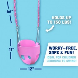 Original High Back Full Bucket Toddler Swing Seat with Plastic Coated Chains and Carabiners for Easy Install - Pink $86.75 Pl...