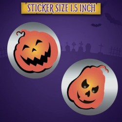 Halloween Round Stickers with 7 Different Pumpkin Faces for Gifts - Metallized Halloween Stickers for Kids and Adults - 250 P...