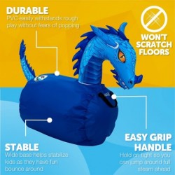 Hip Hoppers Large Bouncy Hopper Inflatable Hopping Animal Bouncer Supports Up to 250 Pounds Ages 5 and Up (Blue Dragon) $56.3...