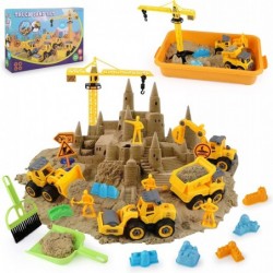 Sand Construction Kit Sandbox 2.2lbs Magic Sand W/4 Take Apart Construction Trucks Tower Crane 8 Sand Molds 4 Worker Figures ...