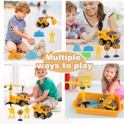 Sand Construction Kit Sandbox 2.2lbs Magic Sand W/4 Take Apart Construction Trucks Tower Crane 8 Sand Molds 4 Worker Figures ...