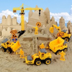 Sand Construction Kit Sandbox 2.2lbs Magic Sand W/4 Take Apart Construction Trucks Tower Crane 8 Sand Molds 4 Worker Figures ...