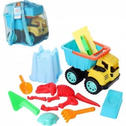 Beach Sand Toys Set with Dump Truck Toy Castle Bucket Shovel Dinosaur and Brick Molds in Drawstring Bag Outdoor Sandbox Toys ...