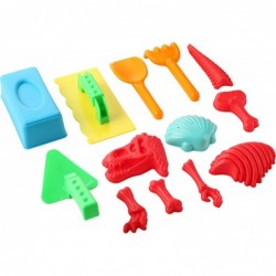 Beach Sand Toys Set with Dump Truck Toy Castle Bucket Shovel Dinosaur and Brick Molds in Drawstring Bag Outdoor Sandbox Toys ...