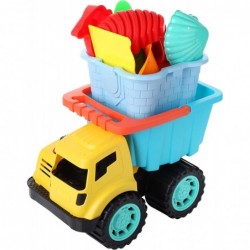 Beach Sand Toys Set with Dump Truck Toy Castle Bucket Shovel Dinosaur and Brick Molds in Drawstring Bag Outdoor Sandbox Toys ...