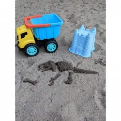 Beach Sand Toys Set with Dump Truck Toy Castle Bucket Shovel Dinosaur and Brick Molds in Drawstring Bag Outdoor Sandbox Toys ...