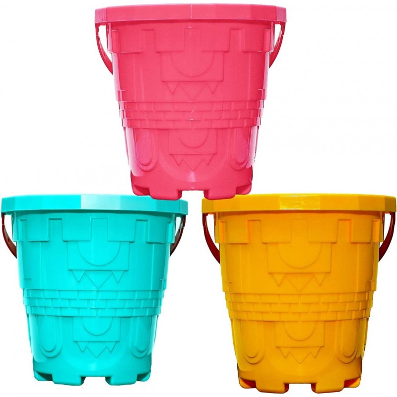 Plastic Beach Castle Mold Buckets 7.3'' Large Size Sand Bucket Water Bucket for Beach Fun Great Summer Party Accessory $26.92...