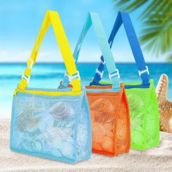 3 Pack Beach Toy Mesh Beach Bag Kids Seashell Collecting Bag Beach Sand Toy Totes Swimming Accessories Storage Bag with Adjus...