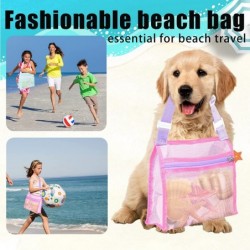 4 Pieces Beach Mesh Bag Multicolored Seashell Bags with Zipper Adjustable Carrying Straps Beach Toy Mesh Bag Kids Shell Colle...