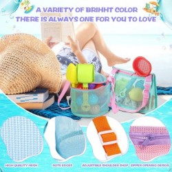 6 Set Beach Toys Mesh Beach Bag Large Mesh Bag Shell Collecting Bag Beach Sand Toy Totes Beach Shell Bags Seashell Mesh Tote ...