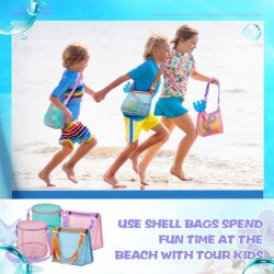 6 Set Beach Toys Mesh Beach Bag Large Mesh Bag Shell Collecting Bag Beach Sand Toy Totes Beach Shell Bags Seashell Mesh Tote ...