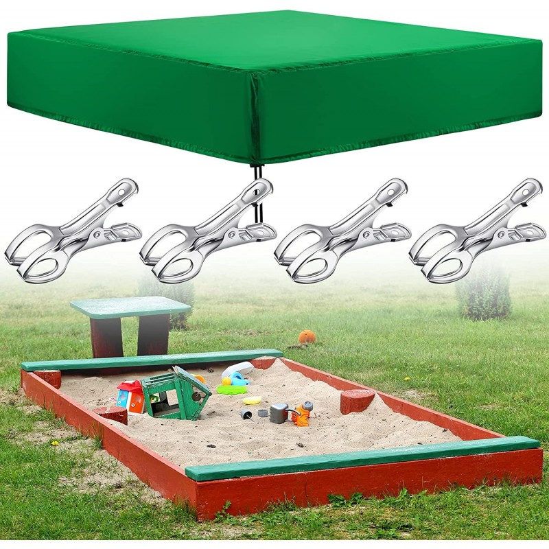 Sandbox Cover Sandpit Cover Drawstring Sandpit Pool Waterproof Tool Oxford Cloth Green Protection Cover Sandbox Canopy with 4...