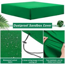 Sandbox Cover Sandpit Cover Drawstring Sandpit Pool Waterproof Tool Oxford Cloth Green Protection Cover Sandbox Canopy with 4...