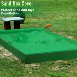 Sandbox Cover Sandpit Cover Drawstring Sandpit Pool Waterproof Tool Oxford Cloth Green Protection Cover Sandbox Canopy with 4...