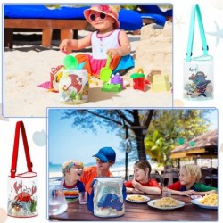 6 Pcs Beach Toy Shell Bag Shell Collecting Bag Cute Cartoon Seashell Bag with Zipper Net Beach Bag Sea Animal Beach Tote Beac...