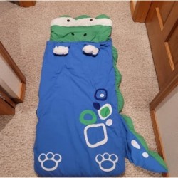 Fun Sleeping Bag for Kids Happy Dinosaur Surprise Animal Kids Slumber Bag with Pillow Cat Soft Warm for Daycare Preschool Kin...