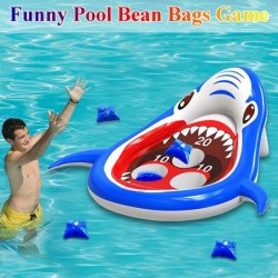 Pool Bean Bag Toss Games Inflatable Pool Toys Floating Shark Cornhole Board Games for Kids Adults Family Summer Pool Water Ou...