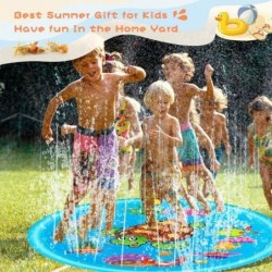 68'' Sprinkler Pad for Kids & Dogs Splash Mat with Wading Pool for Toddlers Outdoor Inflatable Water Play Toys Best Summer Fu...