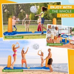 Pool Volleyball Set & Basketball Hoop - 125'' Larger Pool Volleyball Net for Inground Includes 2 Balls & 2 Weight Bags Pool T...