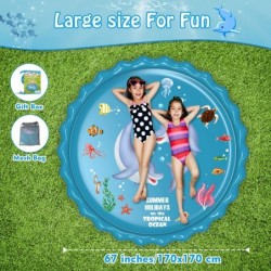 Splash Pad 67" Size Extra Large Sprinkler Play Mat Fun for Kids Thicker Summer Outdoor Water Toys Toddler Pool for 3-12 Years...