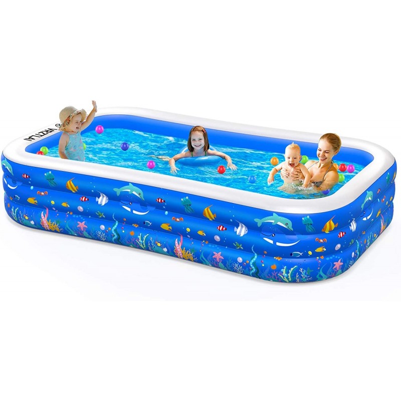 Inflatable Swimming Pool 120" X 72" X 22" Inflatable Kiddie Pool Full-Sized Family Lounge Pool for Kiddie Kids Adults Toddler...