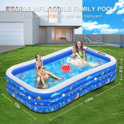 Inflatable Swimming Pool 120" X 72" X 22" Inflatable Kiddie Pool Full-Sized Family Lounge Pool for Kiddie Kids Adults Toddler...