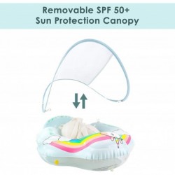 Unicorn Baby Swimming Floats for Toddlers -Inflatable Baby Pool Floats Ring with Sun Protection Canopy for Baby Size S L XL $...