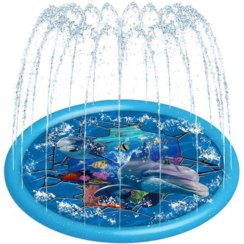 Splash Pad Water Toy Sprinkler Mat Pool for Kids 67" Outdoor Summer Toys Kiddie Baby Swimming Pools - Fun Backyard Lawn Games...