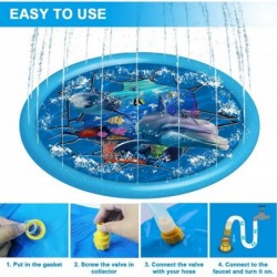 Splash Pad Water Toy Sprinkler Mat Pool for Kids 67" Outdoor Summer Toys Kiddie Baby Swimming Pools - Fun Backyard Lawn Games...