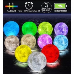 16'' Rechargeable Floating Pool Lights Light Up Pool Toys Inflatable Moon Light Ball with RC / Timer Glow Beach Ball Pool Flo...