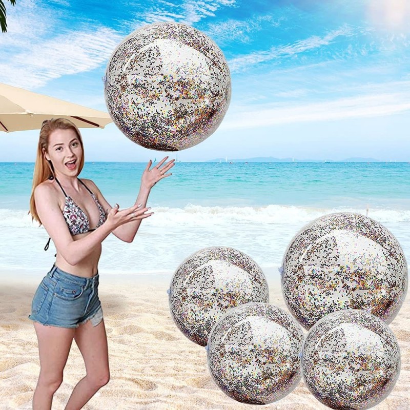 Beach Ball Jumbo Pool Games Ball Giant Glitter Inflatable Clear Beach Ball Water Play Toys Balls Beach Party Decorations Summ...